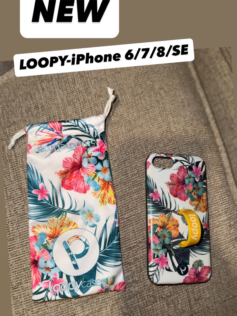 Loopy Case Tropical Floral iPhone Case with Grip - White, Pink, Teal, Yellow